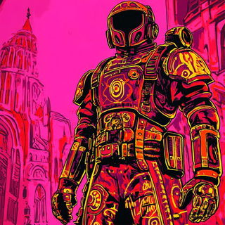 Vitrail Torrent style, Midjourney V6.1: concept art character design of retropunk steam knight