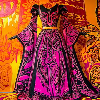 Vitrail Torrent style, Midjourney V6.1: haute-couture fashion outfit