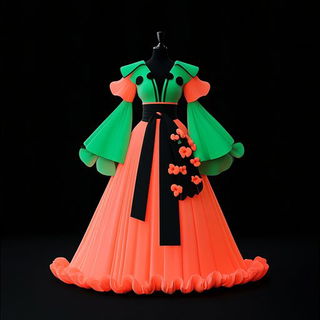 Petalithic Panorama style, Midjourney V6.1: haute-couture fashion outfit