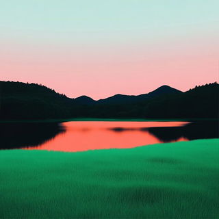 Petalithic Panorama style, Midjourney V6.1: realistic landscape photograph of quiet dawn