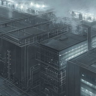 Brushmire style, Midjourney V6.1: technical infrastructure blueprint schematics