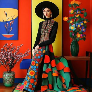 Oroglass style, Midjourney V6.1: haute-couture fashion outfit