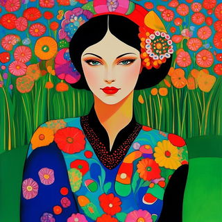 Oroglass style, Midjourney V6.1: traditional folk art