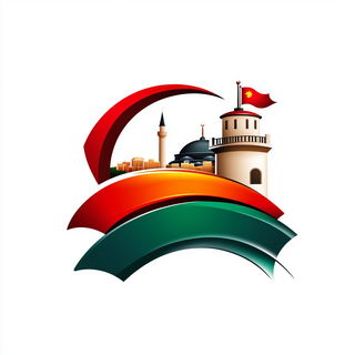 Heliograph Harlequinism style, Midjourney V6.1: bold minimalist logo design for Istanbul city municipal services
