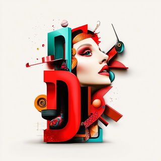 Heliograph Harlequinism style, Midjourney V6.1: typographic composition with large letters