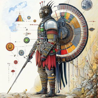 Plasma Naskh style, Midjourney V6.1: concept art character design of retropunk steam knight