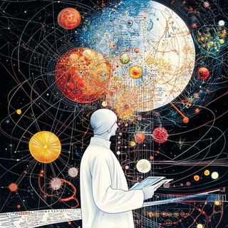 Plasma Naskh style, Midjourney V6.1: editorial illustration for popular scientific magazine cover