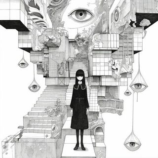 Plasma Naskh style, Midjourney V6.1: black-and-white manga comic strip