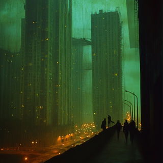 Civic Melodrama style, Midjourney V6.1: megacity with futuristic bioarchitecture