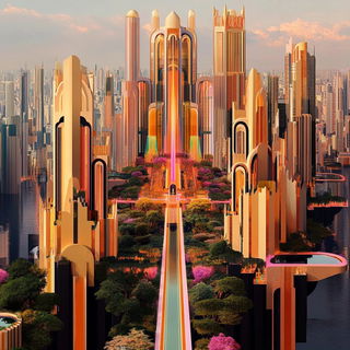 Inkquarrel style, Midjourney V6.1: megacity with futuristic bioarchitecture