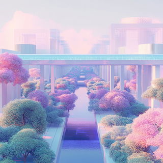 Pastel Dovetailery style, Midjourney V6.1: megacity with futuristic bioarchitecture