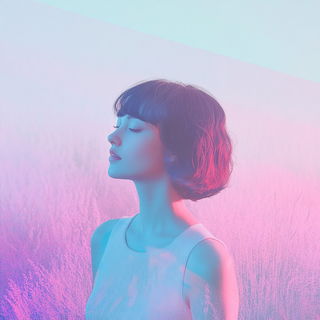 Pastel Dovetailery style, Midjourney V6.1: photographic portrait of female protagonist