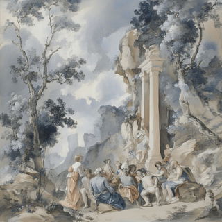Tidegarden style, Midjourney V6.1: classical 18th-century oil painting