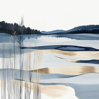Tidegarden style, Midjourney V6.1: realistic landscape photograph of quiet dawn