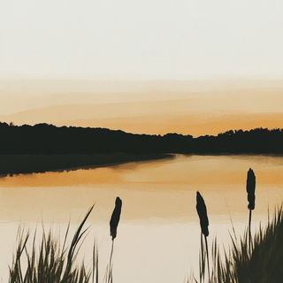 Wild Hunt Cinecollage style, Midjourney V6.1: realistic landscape photograph of quiet dawn