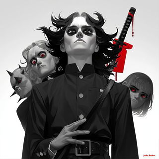 Cathedral Cascadeism style, Midjourney V6.1: black-and-white manga comic strip