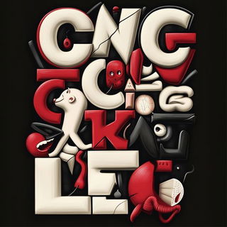 Cathedral Cascadeism style, Midjourney V6.1: typographic composition with large letters