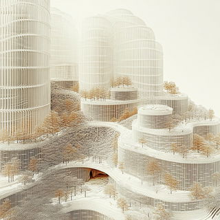 Topiarchroma style, Midjourney V6.1: megacity with futuristic bioarchitecture