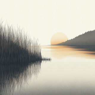 Topiarchroma style, Midjourney V6.1: realistic landscape photograph of quiet dawn