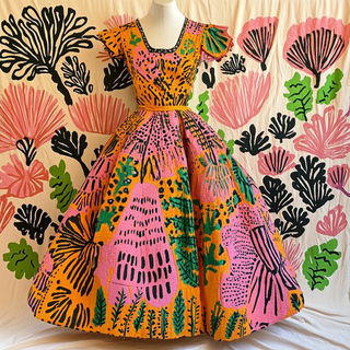 Firewater Plate style, Midjourney V6.1: haute-couture fashion outfit