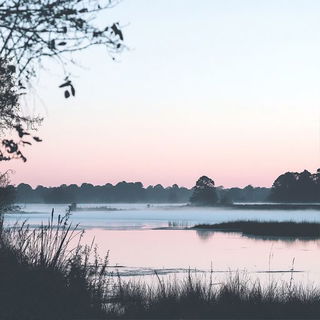 Gravure Megalithics style, Midjourney V6.1: realistic landscape photograph of quiet dawn