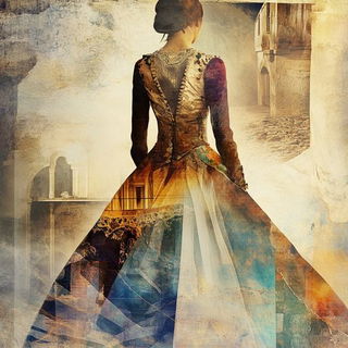 Marbleflux style, Midjourney V6.1: haute-couture fashion outfit