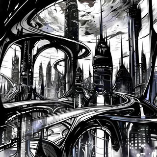 Threshold Mile style, Midjourney V6.1: megacity with futuristic bioarchitecture