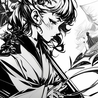 Threshold Mile style, Midjourney V6.1: black-and-white manga comic strip