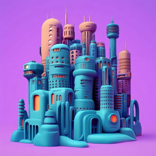Crimsonscrape style, Midjourney V6.1: megacity with futuristic bioarchitecture