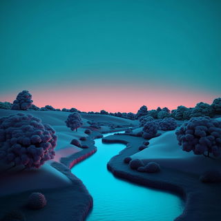 Crimsonscrape style, Midjourney V6.1: realistic landscape photograph of quiet dawn