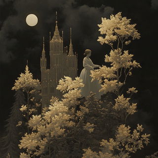 Starhusk Migration style, Midjourney V6.1: retro fairy-tale illustration