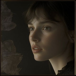 Starhusk Migration style, Midjourney V6.1: photographic portrait of female protagonist