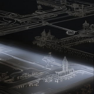 Starhusk Migration style, Midjourney V6.1: technical infrastructure blueprint schematics