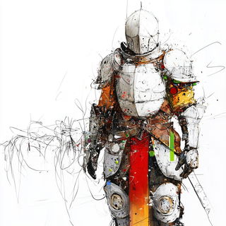 Orbital Garden style, Midjourney V6.1: concept art character design of retropunk steam knight
