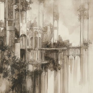 Kaleidoscript style, Midjourney V6.1: megacity with futuristic bioarchitecture