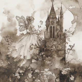 Kaleidoscript style, Midjourney V6.1: retro fairy-tale illustration