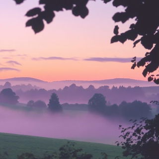 Vampiric Strata style, Midjourney V6.1: realistic landscape photograph of quiet dawn