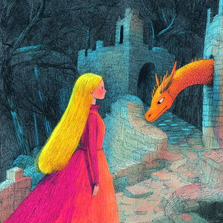 Emberlacquer style, Midjourney V6.1: retro fairy-tale illustration