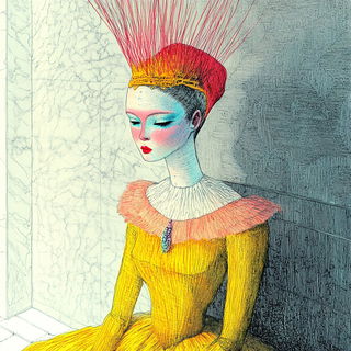 Emberlacquer style, Midjourney V6.1: haute-couture fashion outfit