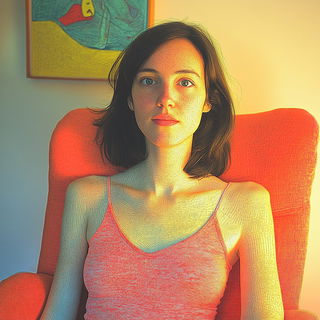 Emberlacquer style, Midjourney V6.1: photographic portrait of female protagonist