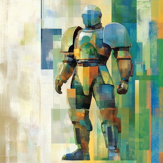 Acid Noir Figuration style, Midjourney V6.1: concept art character design of retropunk steam knight