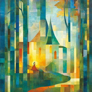 Acid Noir Figuration style, Midjourney V6.1: retro fairy-tale illustration