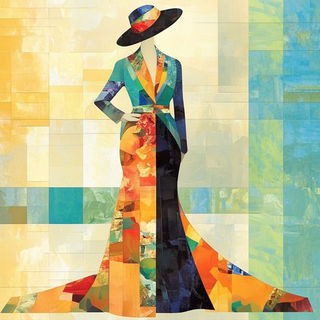 Acid Noir Figuration style, Midjourney V6.1: haute-couture fashion outfit