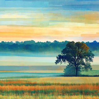 Acid Noir Figuration style, Midjourney V6.1: realistic landscape photograph of quiet dawn