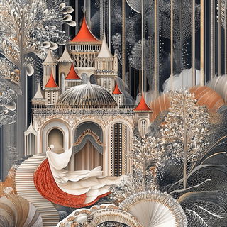 Cardboard Cosmography style, Midjourney V6.1: retro fairy-tale illustration