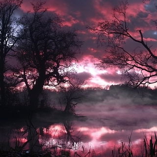Cloudmass Ink Flock style, Midjourney V6.1: realistic landscape photograph of quiet dawn