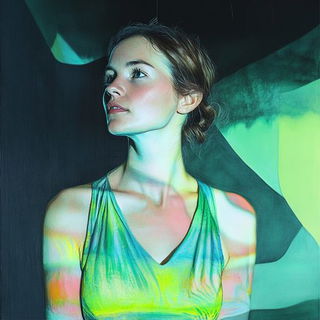 Blackpine Signwrights style, Midjourney V6.1: photographic portrait of female protagonist