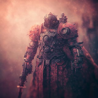 Gogglegrin style, Midjourney V6.1: concept art character design of retropunk steam knight