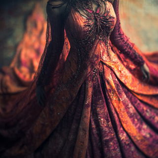 Gogglegrin style, Midjourney V6.1: haute-couture fashion outfit