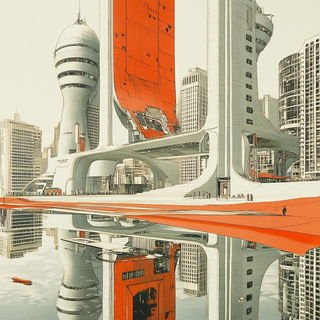 Chasmstorybook style, Midjourney V6.1: megacity with futuristic bioarchitecture